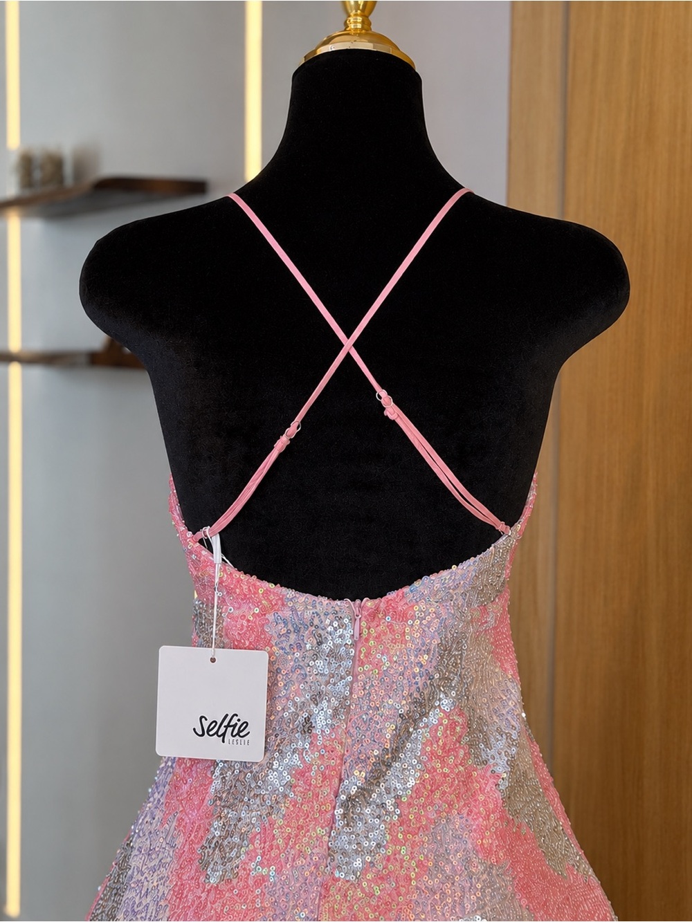 Selfie Leslie Pink Sequin Mermaid Party Mini Dress | Y2K Glam Muse - Picture 3 of 5